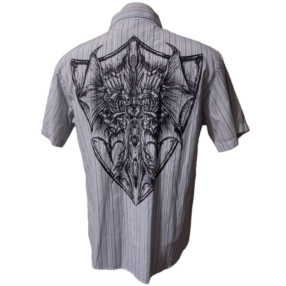Soho Graphic Art Shirt Large New York Clothing Company Men's Snap Up Goth Core‎